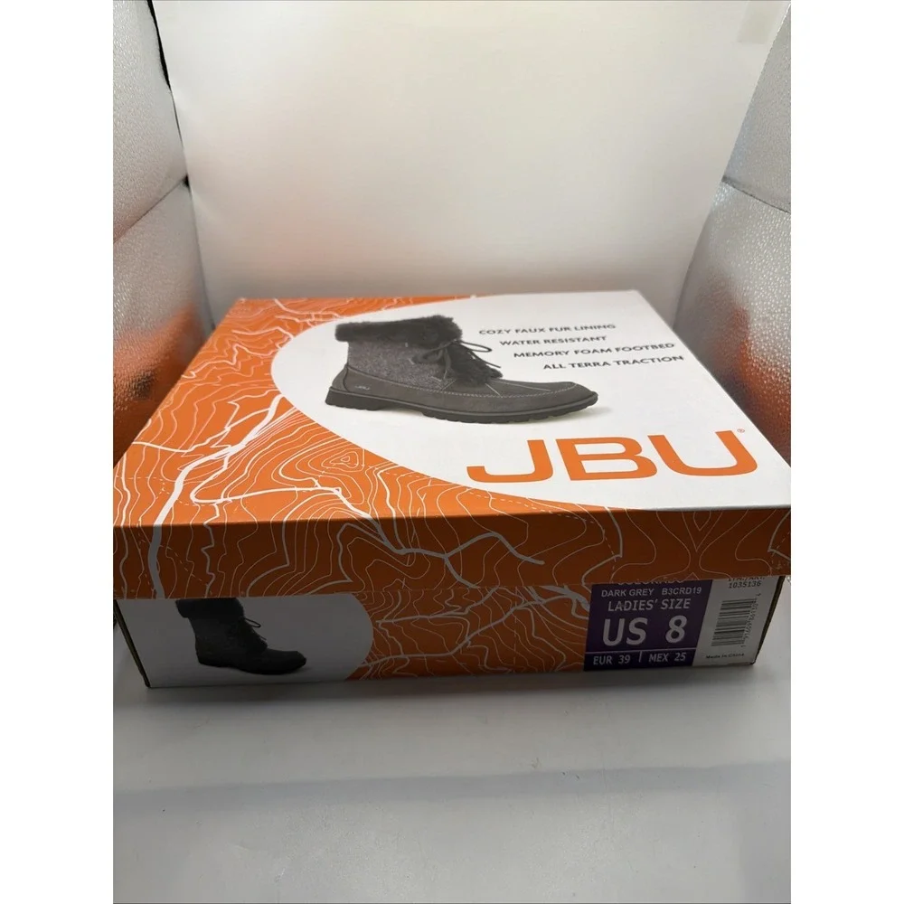 JBU Women's Colorado Cozy Faux Fur Lined Snow Boots Dark Grey Size 8 New